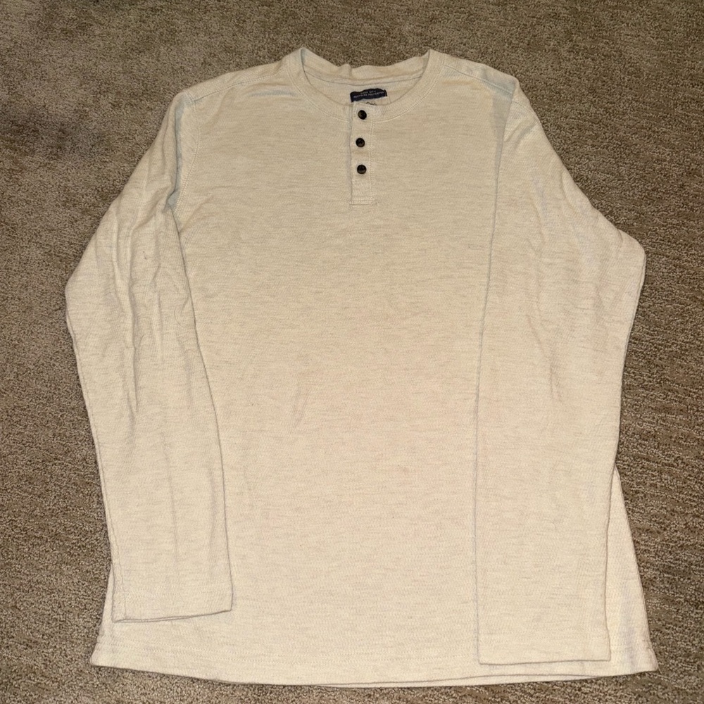 St. John's Bay Men's Beige Long Sleeve Henley